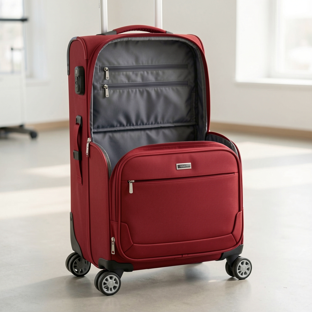 Valija mediana Delsey Paris Turenne color rojo con cierre doble TSA, forro interior y 4 ruedas dobles silenciosas
